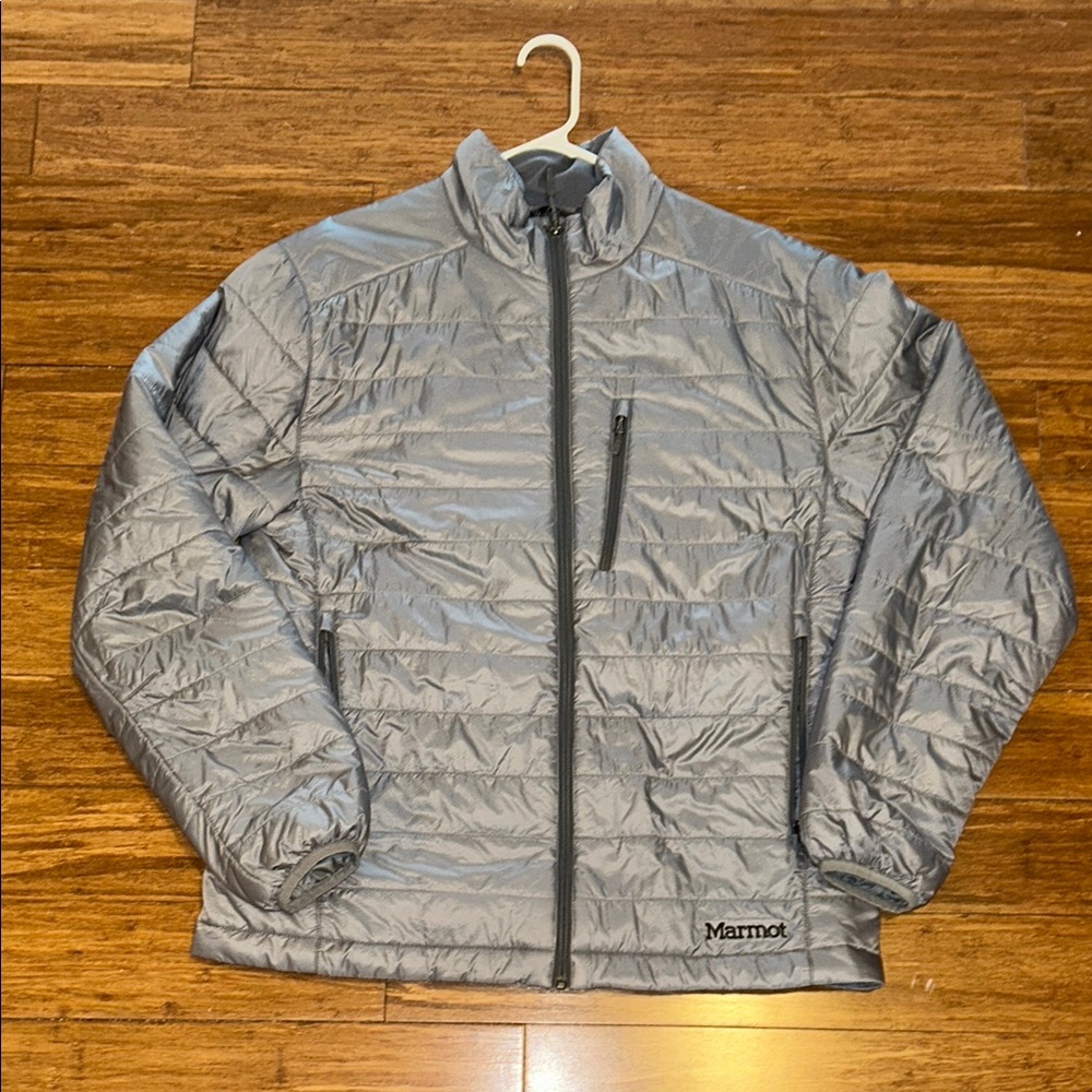 Marmot Gray Puffer Jacket with Synthetic Insulation